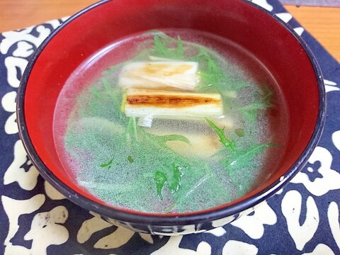 焼き長葱の中華スープ